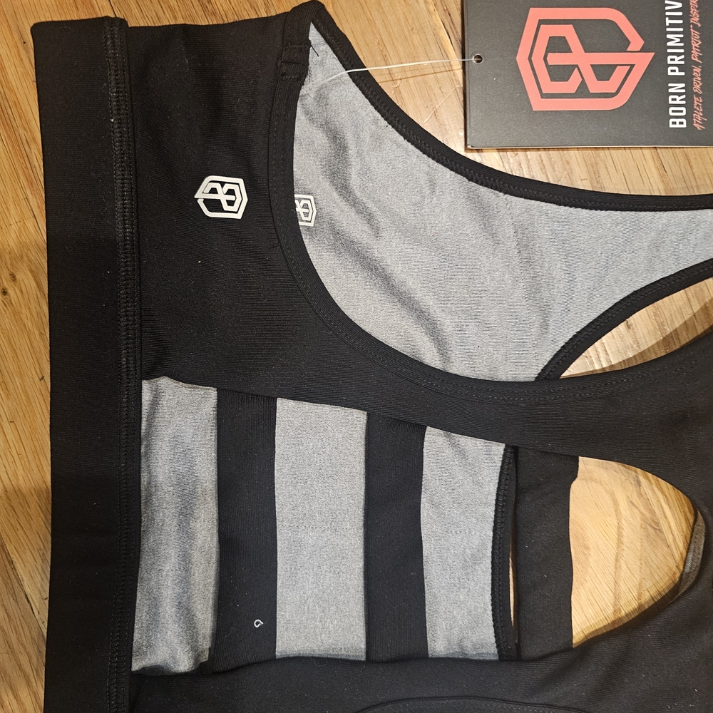 Born Primitive Black Racerback Sports Bra with Grey Lining - Picture 3 of 4
